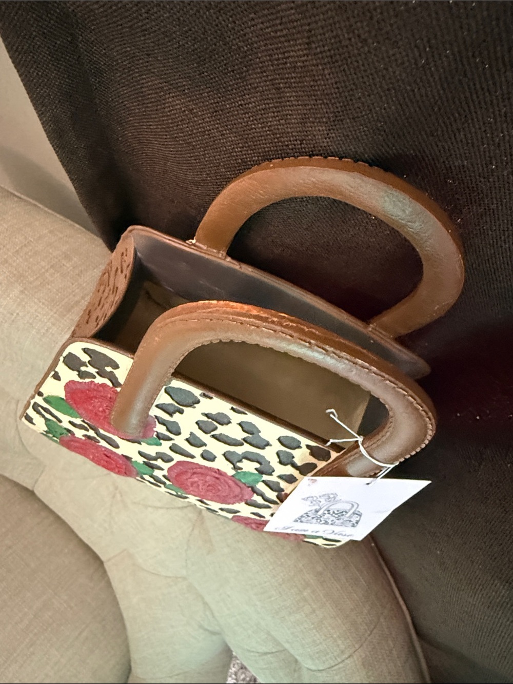 Floral Embroidered Leopard Satchel Vase - Ceramic - Picture 3 of 9